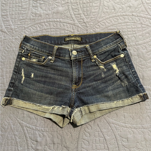 Abercrombie & Fitch Pants - Abercrombie & Fitch Distressed Jean Shorts - Dark Wash
